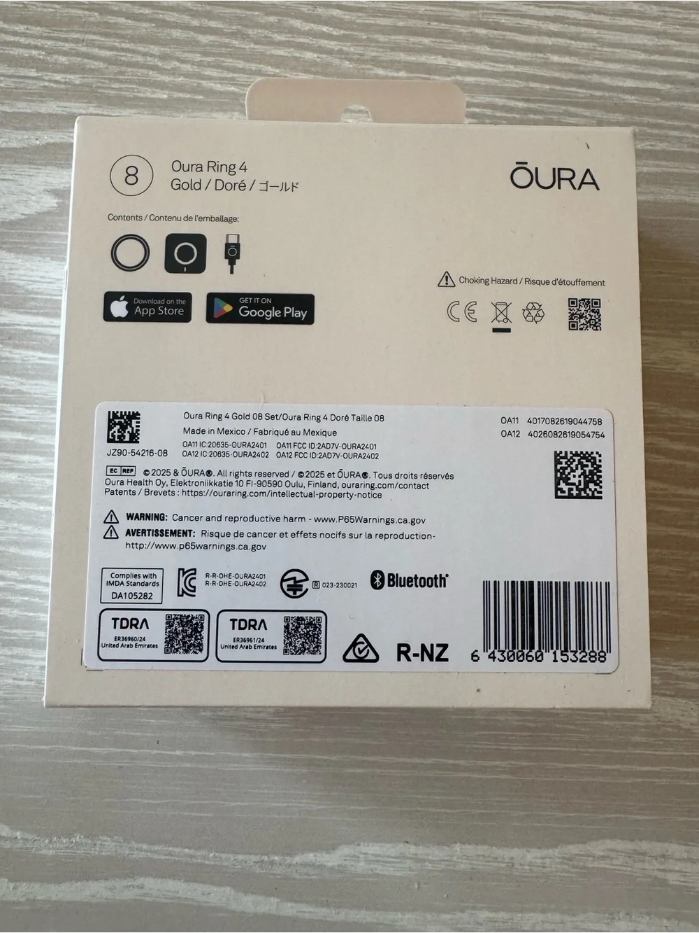 BRAND NEW Oura Ring 4 (Size 8) - Gold